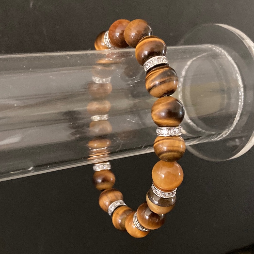 Esposito Diamonique Sterling Tiger's Eye Stretch Bracelet/Average Size/New!